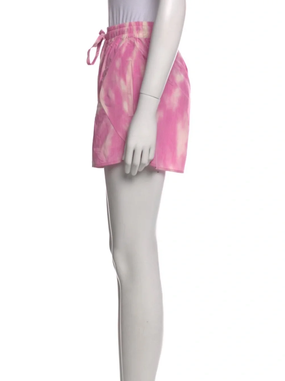 NWT Ganni Pink and Cream High-Waist Tie-Dye Drawstring Shorts